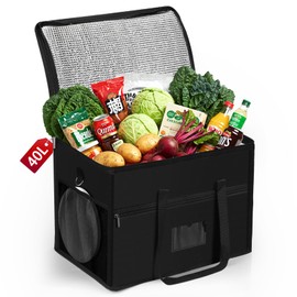 Cool Bag 40L Foldable Picnic Bag, ZXK CO Large Thermal Bag, Insulated Bag for Camping, Picnic, Shopping, Car, BBQ, Portable Reusable Insulated Shopping Bag