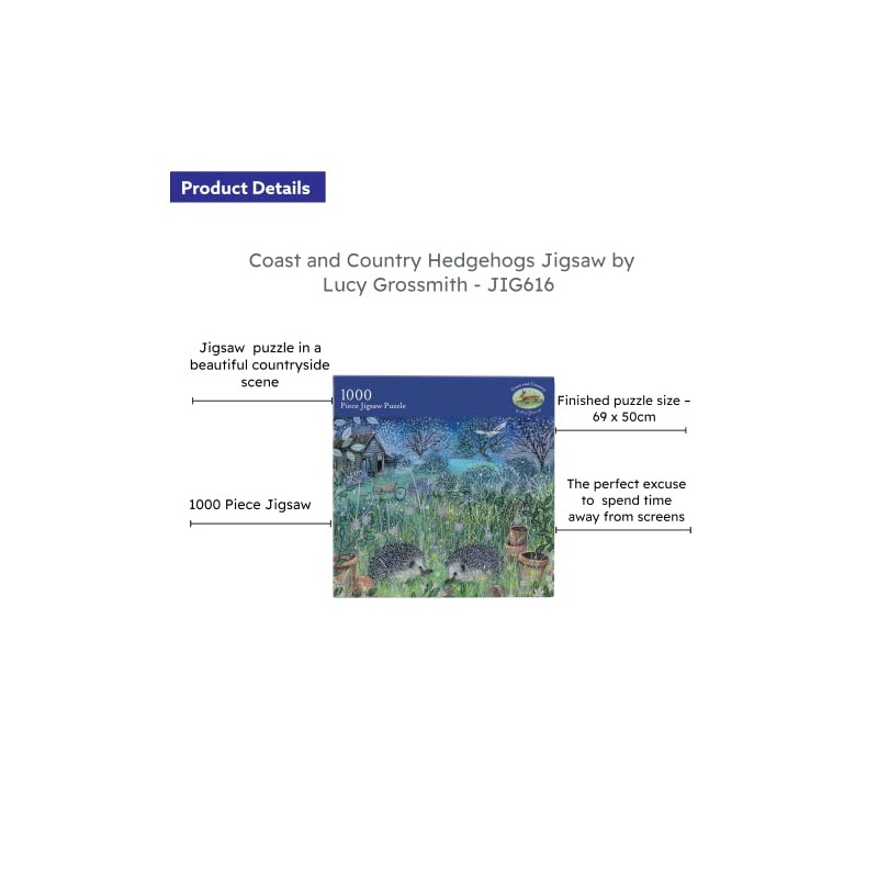 Coast and Country Hedgehogs by Lucy Grossmith 1000 Piece Jigsaw