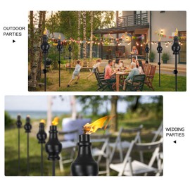 tewei 6 Pack Metal Citronella Torches for Outside, 60In Black Garden Torches Outdoor, Easy to Refill Upgraded Metal Torches for Yard, Tabletop Torch Light for Backyard Pathway Patio Party