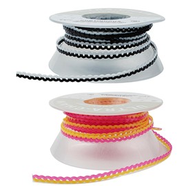 2 Pcs Dental Orthodontic Power Chains Braces Mixed Color Spool Elastic Rubber Bands for Orthodontic Treatment, 15ft/Roll (YellowPink+WhiteBlack, Short)