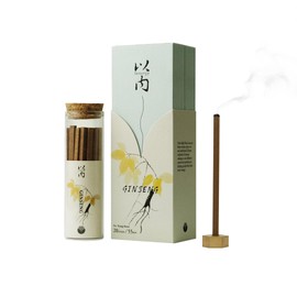100% Natural Ginseng Square Incense Sticks – Energizing & Stress-Relief, Luxury Aromatherapy Gift, Glass-Sealed with Copper Holder, 20 Sticks