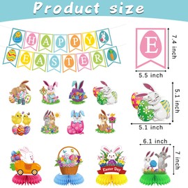 Easter Decorations Happy Easter Banner Egg Bunny Hanging Swirl Honeycomb Centerpiece for Home Office School Classroom Decorations