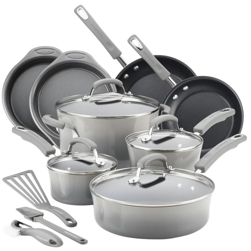 Rachael Ray 15 Piece Hard Enamel Nonstick Pots and Pans