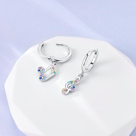 NARMO Earrings for Women 925 Sterling Silver Musical Note Earrings Fancy Dangle Drop Hoop Earrings