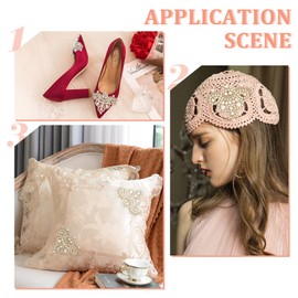 PH PandaHall 2 parches con apliques de perlas, apliques para coser para zapatos, vestido de novia, parches de perlas con diamantes de imitación para sombreros, pantalones, bolsos, accesorios de ropa