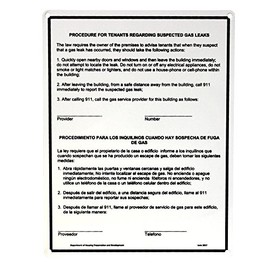 11" X 8-1/2" "N.Y.C. HPD Gas Leak Notice" Metal Sign