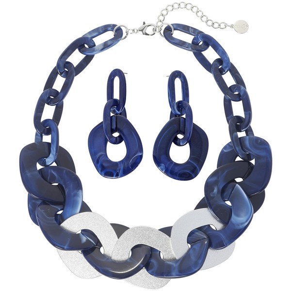 COIRIS Collar grueso de metal punk acrílico, cadena de eslabones