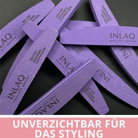 INLAQ® Boat Shape Nail File Set 10 Pieces 100/180 Degree Durable and Versatile for Natural and Extension Nails, Perfect for Manicure and Pedicure | Violet