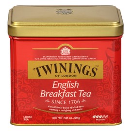 Twinings English Breakfast Loose Tea Tin, 7.05 Ounce Tin (Pack of 1), Smooth, Flavourful, Robust Black Tea Leaves, Caffeinated, Enjoy Hot or Iced