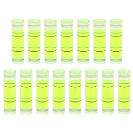 sourcing map 15pcs Small Cylindrical Bubble Level Vials 10x35mm PMMA Mini Horizontal Bubble Spirit Level Measuring Layout Tools for RV TV Picture Frame Hanging Tool Leveler