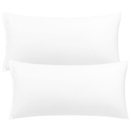 PiccoCasa Microfiber 110GSM Zippered Pillow Case Set of 2 Pillow Covers Fade Resistant Odor Resistant Hotel Quality Nordic Solid White 40x80cm