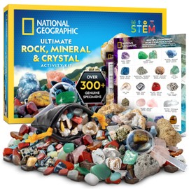 National Geographic Rock Collection Box for Kids – 300+ Piece Gemstones and Crystals Set Includes Geodes and Real Crystals, Rocks and Minerals, Science Kit for Kids, A Geology Gift for Boys and Girls