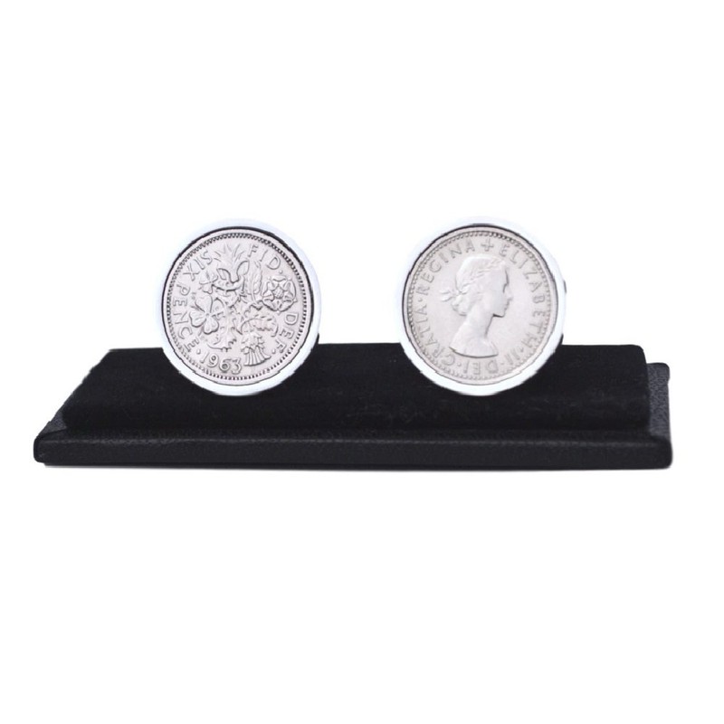 Polished Sixpence Cufflinks | 1963 Anniversary 1963 Coins 62nd Birthday
