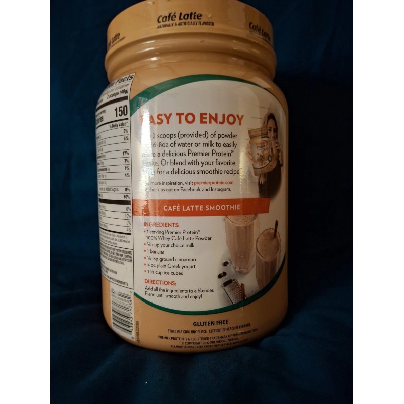 Premier Protein Powder Cafe Latte 30g Protein 100% Whey, 23.9