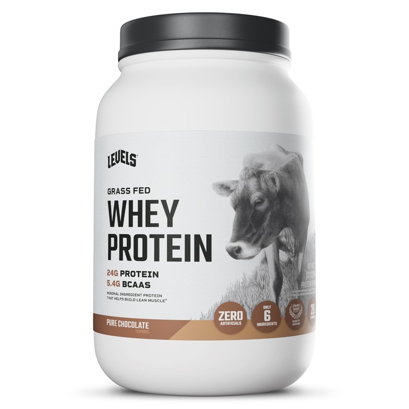 Levels Grass Fed Whey Protein Powder, No Artificials, 24G of