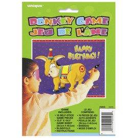 Unique Pin The Tail On The Donkey Game, 16 Players, Multicolor