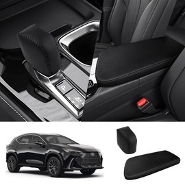 Autorder 2PCS Center Console Cover for 2022 2023 2024 2025 NX 250/NX 350/NX 350h/NX 450h+ Accessories Gear Shift Knob Cover Anti-Scratch Leather Armrest Cover&Shift Knob Cover