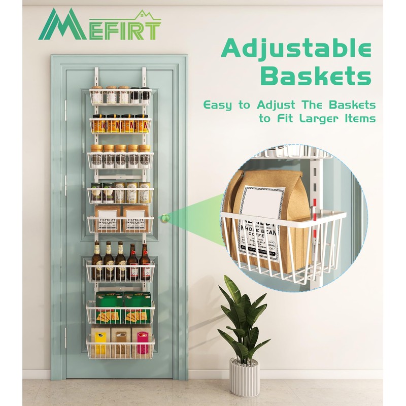 Mefirt White 12 Inch Wide Narrow Over The Door Pantry