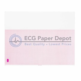 HP Compatible M3707A Generic ECG Paper 16 Pack, Z-Fold, Red Grid, 8.50" x 11"