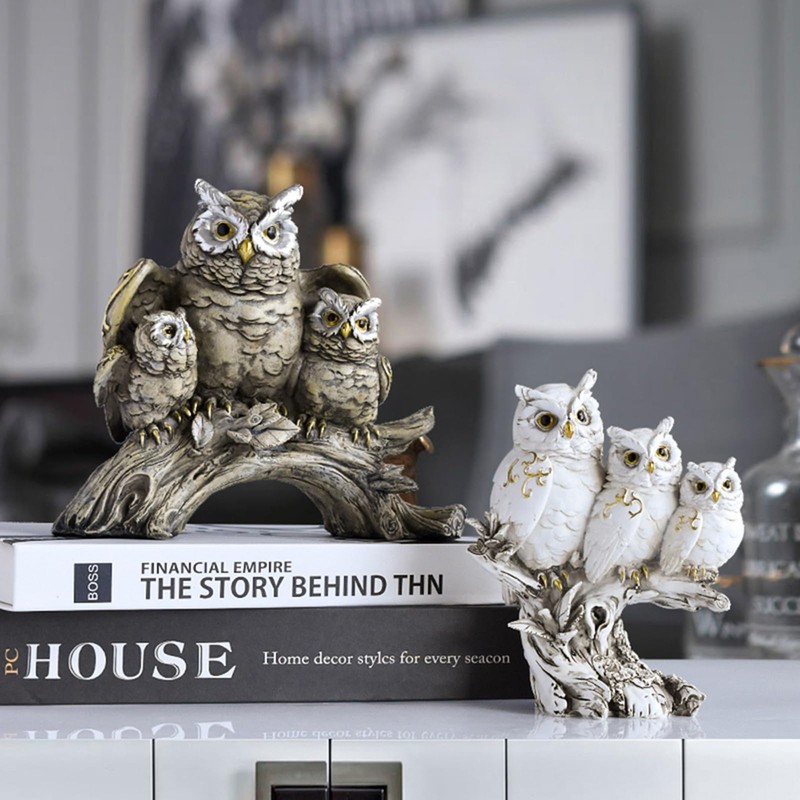 Owl Figurines,Cute Owl Statue,Small Decor Items,Sculpture Ornament for Home Office