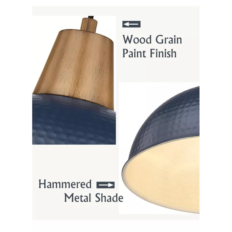 FEMILA 3 Pack Pendant Lights Black Hammered Metal Finish 10.2"