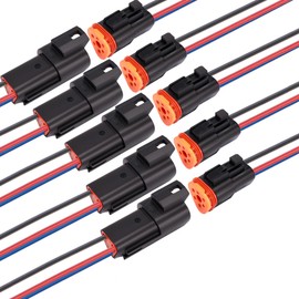 ZHOFONET 3 Pin Cable Connector Plug, Waterproof Plug Cable Connector with Cable 16 AWG 20 cm for Car, Truck, Boat and Other Cable Connections (Pack of 5)