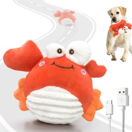 GUKCO Crab Dog Toys – Rechargeable Self-Play Bouncing Ball with Music & Recording Modes for Small, Medium & Large Dogs, Interactive Toy to Keep Them Busy