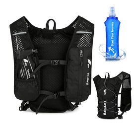Running Vest for Men and Women, Adjustable Chest Straps, Hydration Pack Vest with 500 ml Water Bottle, Ultralight Reflective Running Vest, Hydration Pack, Lightweight Hydration Vest for Marathon