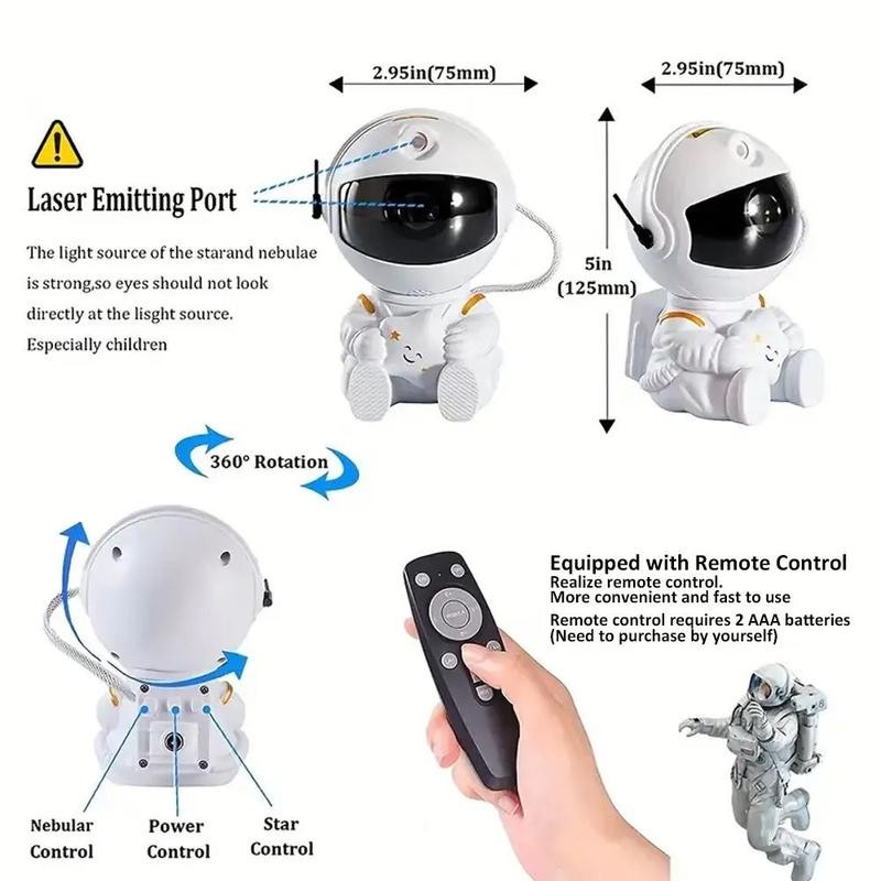 Astronaut Galaxy Light Projector, 1 Count USB Powered 360° Adjustable