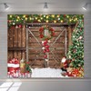 Christmas Backdrops for Photoshoot 10x8ft Vinyl Barn Wood Door Xmas