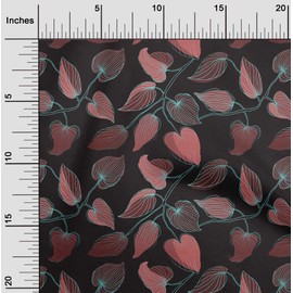 oneOone Velvet Orange Fabric Leaves Sewing Fabric by The Meter Printed DIY Clothing Sewing Supplies 58 Inch Wide-aA