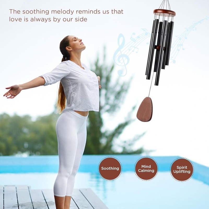 Wind Chimes, 65 cm Aluminium Wind Chimes, 6 Metal Tubes,