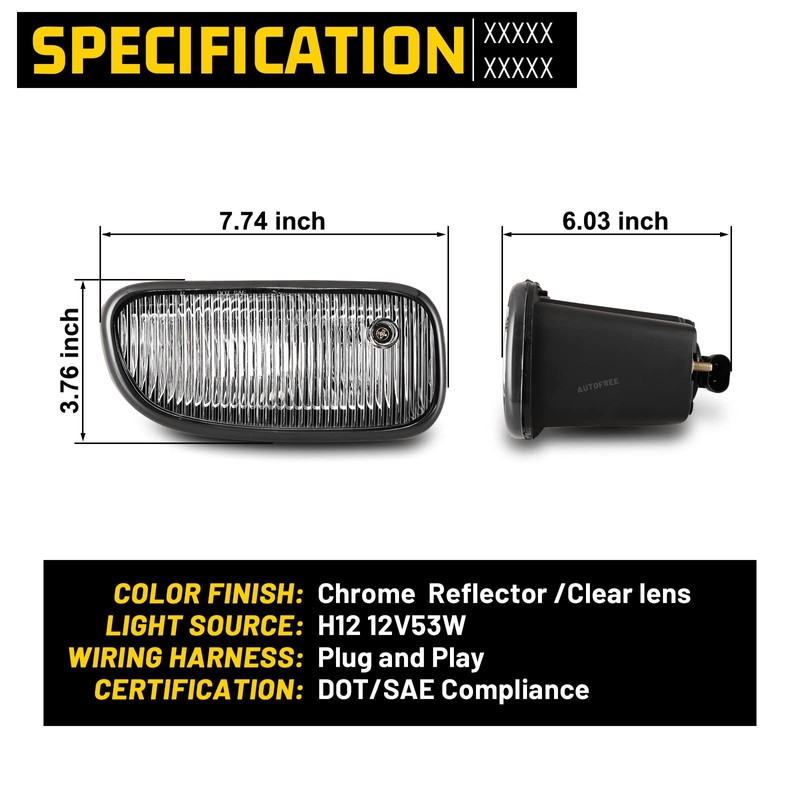 AUTOFREE Fog Lights for JEEP Grand Cherokee 1999-2003 with Bulbs