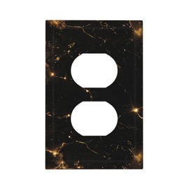 JDAKHD Luxury Marble Black and Gold Decorative Outlet Covers 1 Gang Duplex Decorative Wall Plate Unique Foil Gold Printed Light Switch Plate Covers Electrical Faceplate Bathroom Bedroom Decor