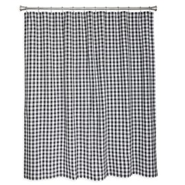 Cackleberry Home Black and White French Check Shower Curtain Woven Cotton 72 Inches W x 72 Inches L