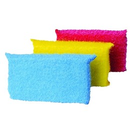 Casabella Multicolor Cellulose Scrub Sponges, Pack of 3, Blue/Yellow/Pink, 3 Count