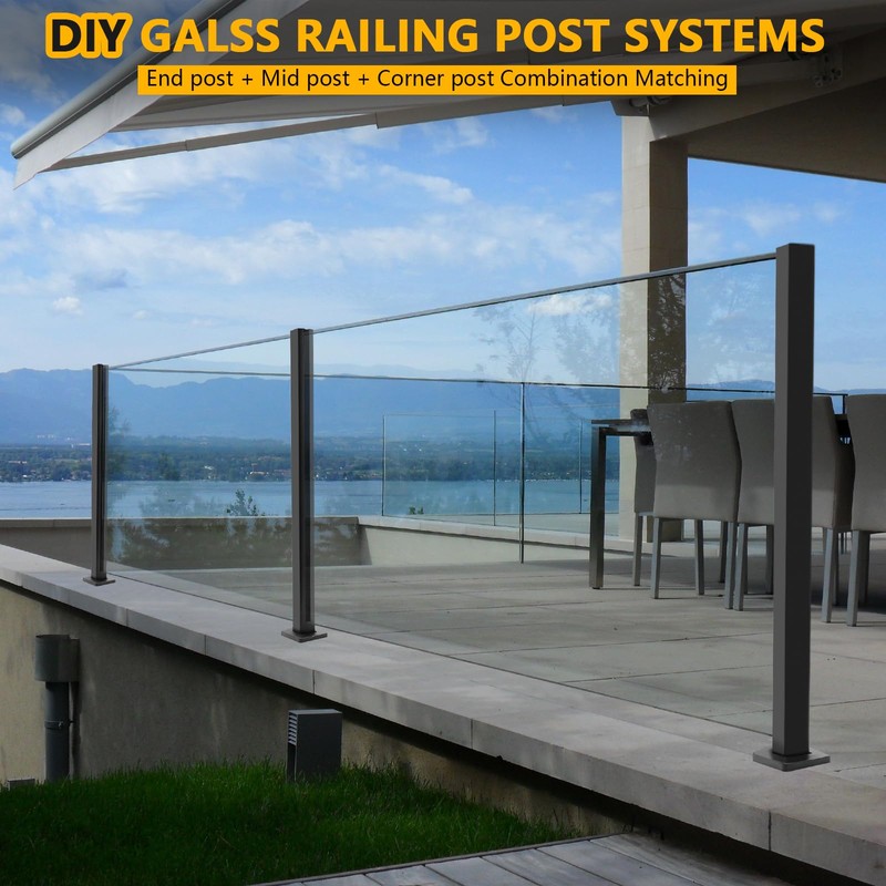 VoTwoofv Glass Railing End Post 35.8",304 Stainless Steel Glass Balustrade