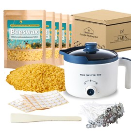 Beeswax Candle Making Kit with Electric Wax Melter for Adult, 5lbs Bees Wax for Candle Making and DIY Art&Craft