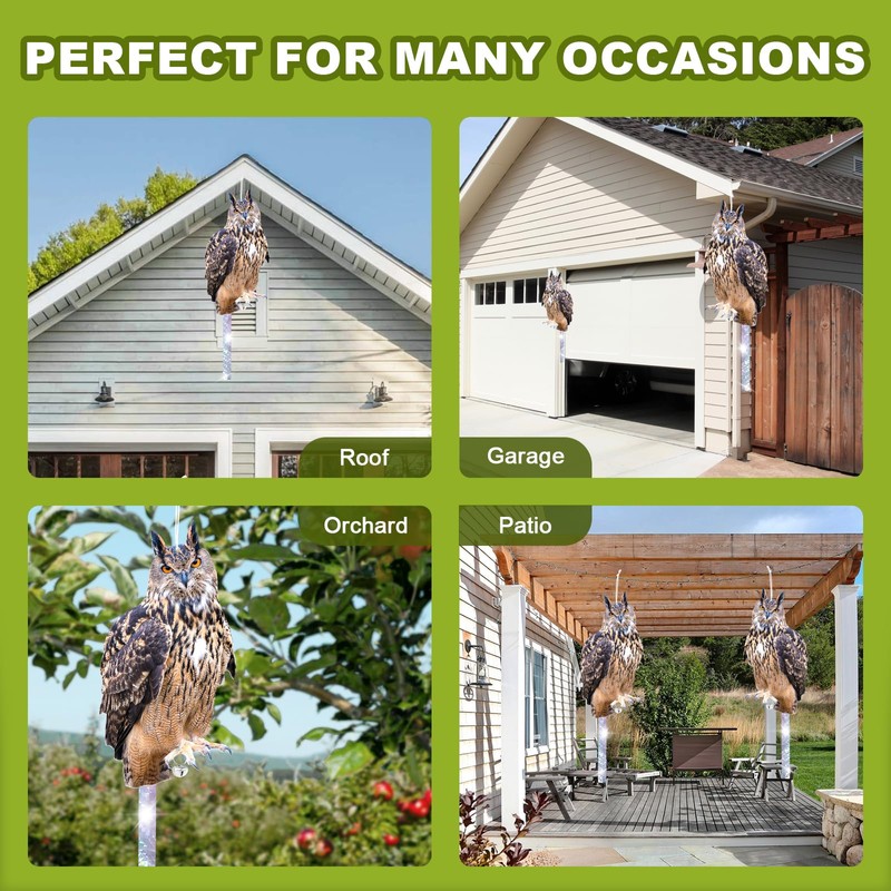 Vicsiyi Owls to Keep Birds Away, 4Pcs Fake Owls with