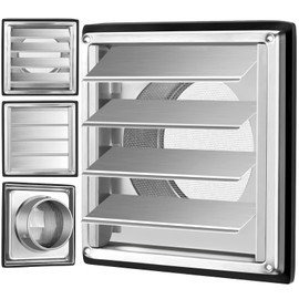 Ventilation grille with backflow flap, weather protection grille, movable slats, stainless steel slat grille ventilation grille for ventilation. (150 mm ventilation grille, weather protection grille)