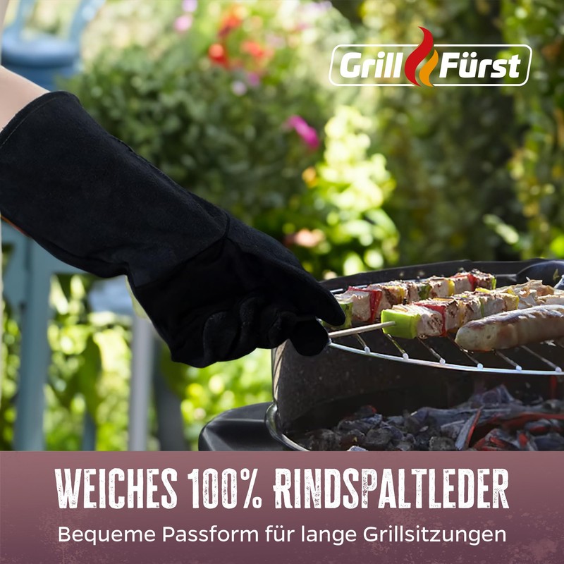 Grillfürst Barbecue Glove - Heat Resistant Leather Glove Made of