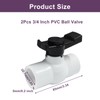 Dijedev 3/4 inch PVC Ball Valve, 2Pcs Shut Off Valve