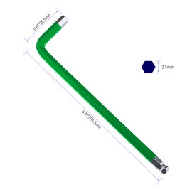 Skweawert 4 PCS 2.5mm Ball End Allen Hex Key Wrench, Inner Hexagon Spanner, L Shaped Long Arm S2 Steel Repairing Tool