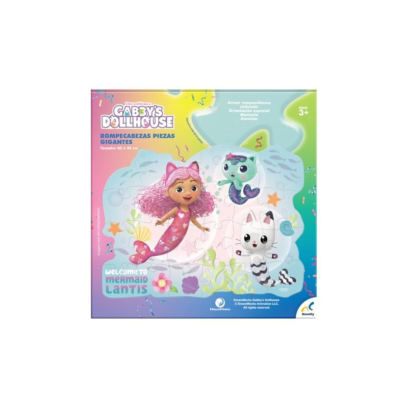 Novelty Corp Rompecabezas Piezas Gigantes Gabby´S Dollhouse - 24 Piezas,