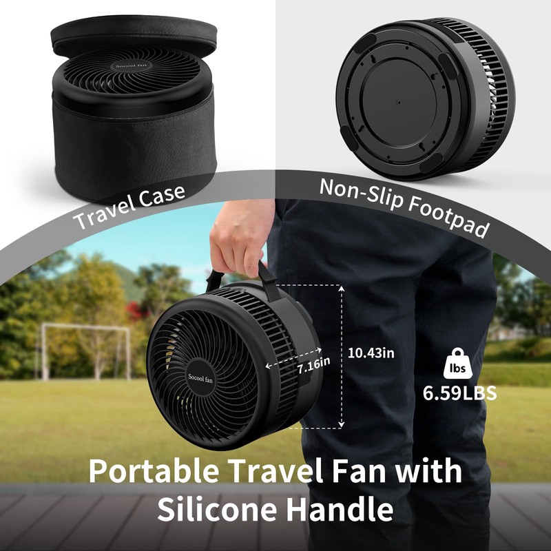 Socool 40000mAh Portable Fan Foldable Battery Rechargeable with 8 Speed