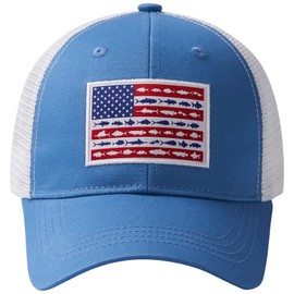 Bassdash Hat, Cap, Mesh Cap, Camouflage, Baseball Cap, UV Protection, Men's, Women's, Outdoor, Sports, #13 Marina Blue/Fish Flag