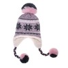 Dosoni Winter Hats for Women Knit Beanie Soft Warm Fleece Lined Long Ear Straps Snow Ski Cap with Pompom Pink