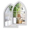 ZEXUIRU 2PCS Arched Window Wall Mirror,Rustic Farmhouse Accent Mirror, Wood