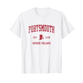 Portsmouth Rhode Island RI Vintage Sports Design Red Print T-Shirt