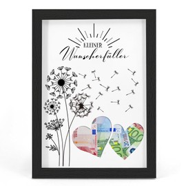 Wunscherfüller Geldgeschenk Bilderrahmen Pusteblume Geldgeschenke Verpackung Glück Verschenken zum Geburtstag Hochzeit Reisen Jugendweihe Konfirmation Kommunion ideen Geschenke für Frauen Männer, A4